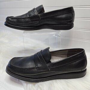 Hush Puppies Loafer Dress Shoes Men's Size 10 Shoreline Black Leather Slip On